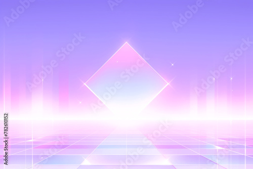 Fototapeta Naklejka Na Ścianę i Meble -  光沢感のある幻想的なパステルカラーの輝くキューブが浮かぶ抽象的背景