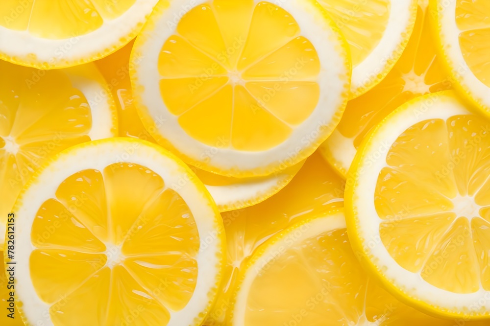 Bright Lemon Slices Close-up on White Background Bright Lemon Slices Close-up on White Background