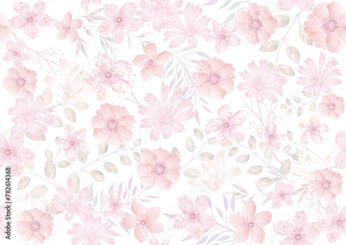 Horizontally And Vertically Repeatable Vector Watercolor Seamless Floral Pattern Illustration.

