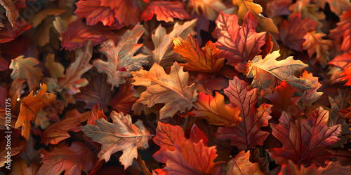 Top view of beautiful autumn leaves Red autumn leaves background Vibrant autumn leaf texture  natural and colorful seasonal autumn colorful yellow golden thick blanket of fallen dry maple leaves 
