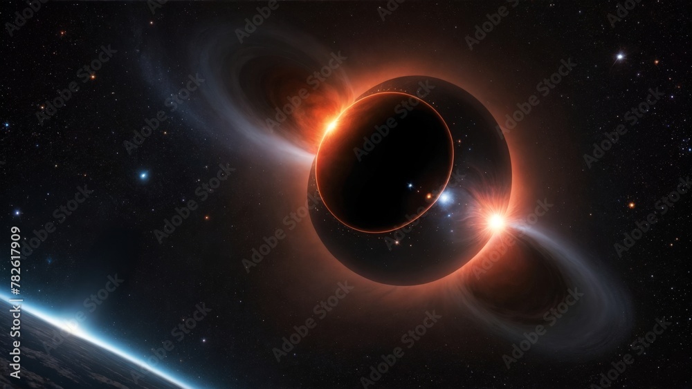Space Glow: A fantasy illustration of a glowing planet in a dark cosmos, surrounded by stars and nebulae Space Glow: A fantasy illustration of a glowing planet in a dark cosmos, surrounded by stars and nebulae