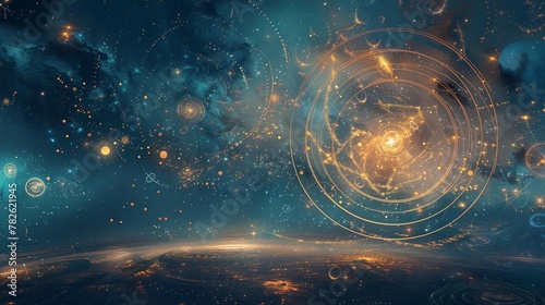 Cosmic patterns hinting at a magical theme   AI generated illustration photo