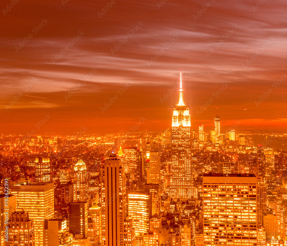 View of New York Manhattan during sunset hours View of New York Manhattan during sunset hours