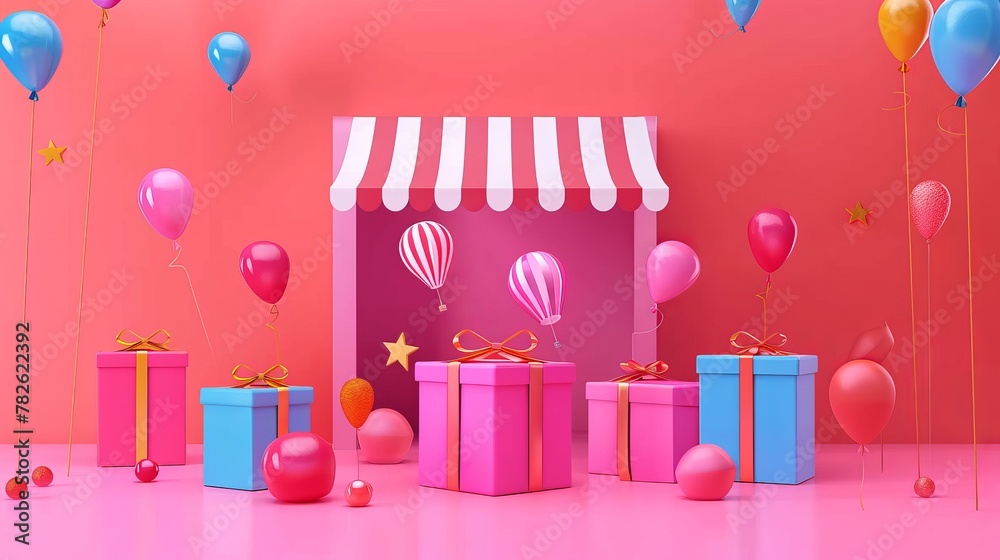 D sale event with dynamic flying objects 3D style isolated flying objects memphis style 3D render AI generated illustration D sale event with dynamic flying objects 3D style isolated flying objects memphis style 3D render AI generated illustration