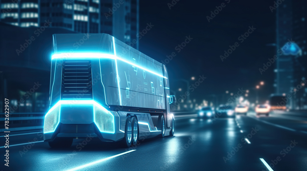 autonomous futuristic truck AI Generated Image