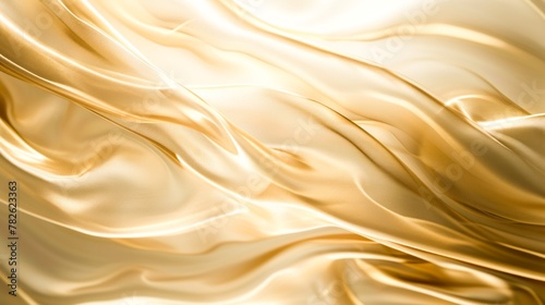 A close up of a golden fabric with some shiny waves