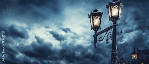 cloudy sky gaslamp moving background photo