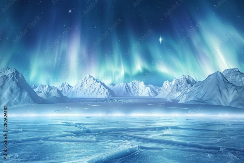 Fototapeta premium A beautiful blue sky with a mountain range in the background