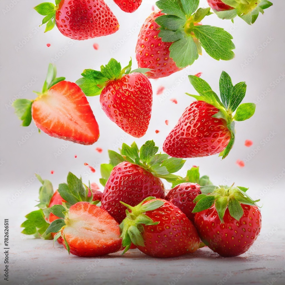 Fresas cayendo desde arriba Fresas cayendo desde arriba