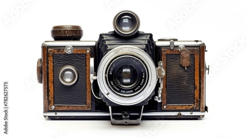 Old vintage retro camera film isolated on white background.