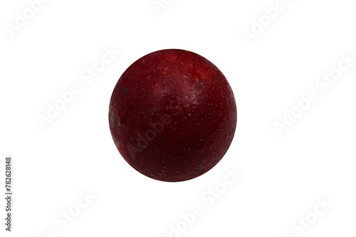 an isolated red plum. fruit with water drops. reddish fruit isolated. © Mauri