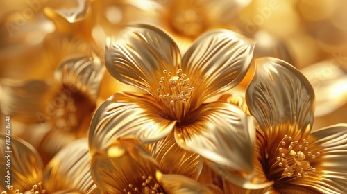 Luxurious gold flowers wallpaper background adds elegance, Ai Generated. © Crazy Juke