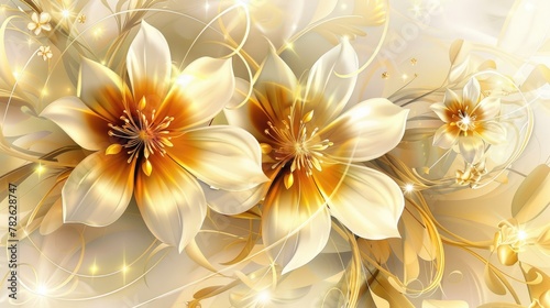Luxurious gold flowers wallpaper background adds elegance, Ai Generated. © Crazy Juke
