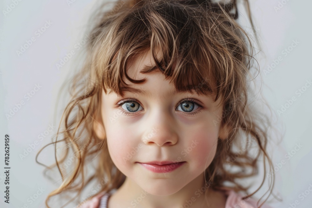 Portrait of a cute little girl with long hair and blue eyes Portrait of a cute little girl with long hair and blue eyes