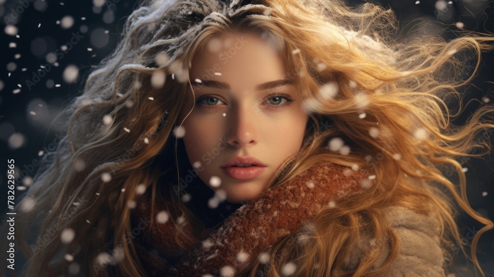 Hurricane, snowstorm, blizzard, blizzard, embodied in the image of a beautiful woman Hurricane, snowstorm, blizzard, blizzard, embodied in the image of a beautiful woman