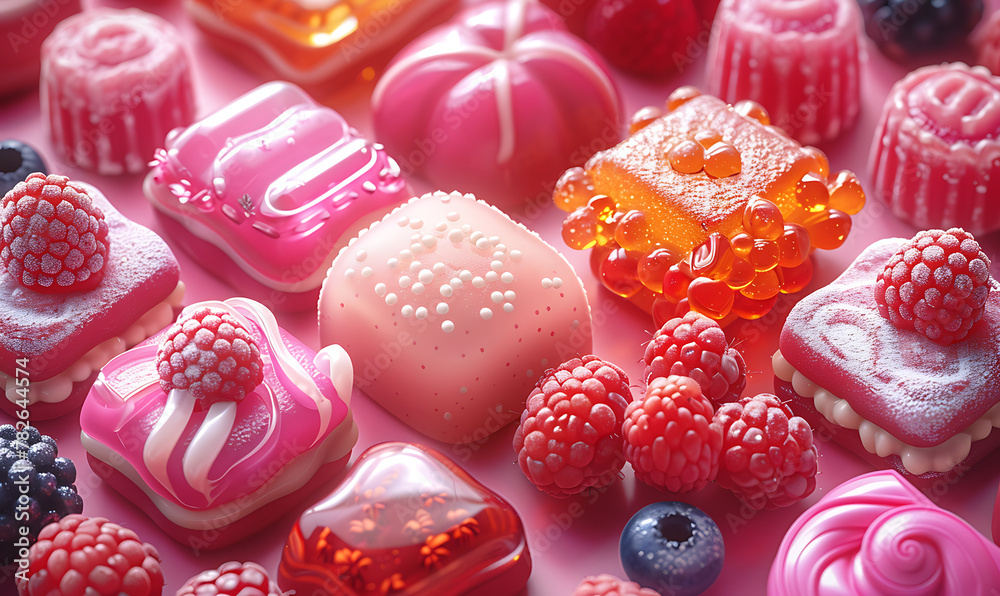 delicious background candy food illustration tasty sugary, colorful dessert. Generative Ai delicious background candy food illustration tasty sugary, colorful dessert. Generative Ai