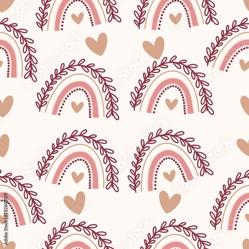 seamless pattern with boho rainbow