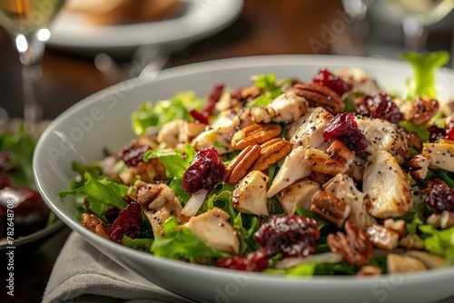 Cranberry Pecan Chicken Salad with Poppy Seed Dressing. generative AI