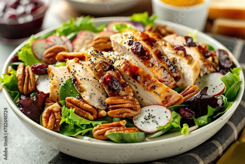 Cranberry Pecan Chicken Salad with Poppy Seed Dressing. generative AI