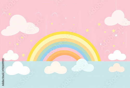 rainbow with pastel color background