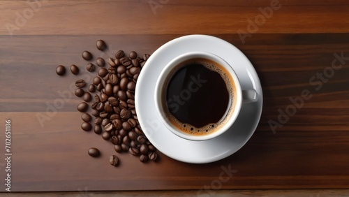Coffee Cup and Beans: A close-up of a steaming cup of freshly brewed coffee surrounded by aromatic coffee beans