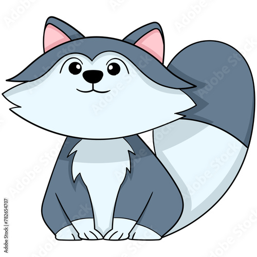 a gray domesticated fat cat similar to a civet cat © Popular Vector