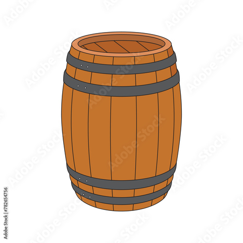 Kids drawing cartoon Vector illustration wooden barrel icon Isolated on White