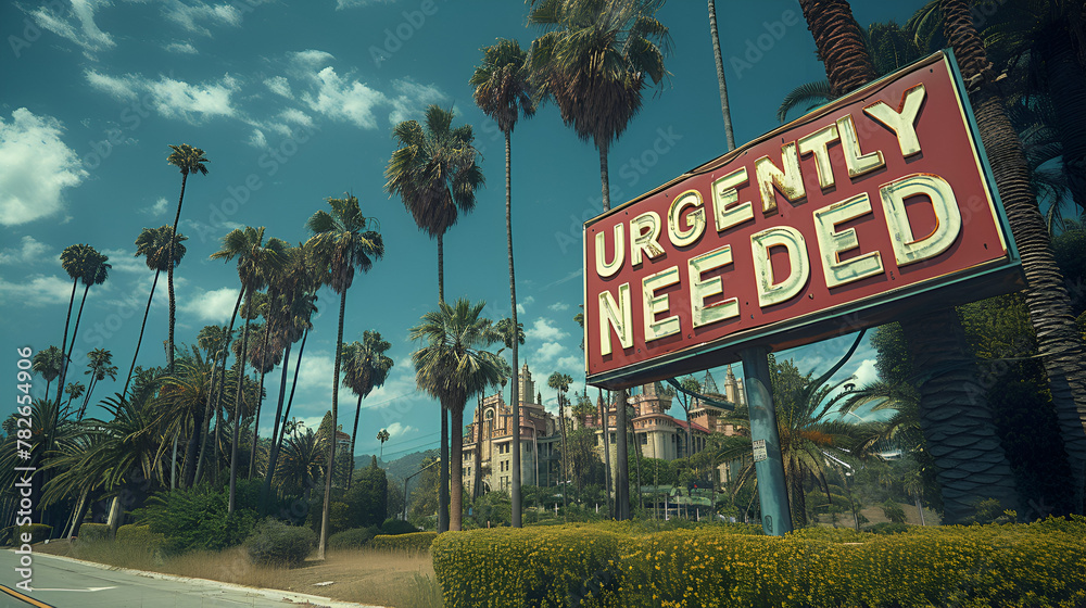 Sign that reads “URGENTLY NEEDED” - urgent need - public request - public interest query - neon sign 