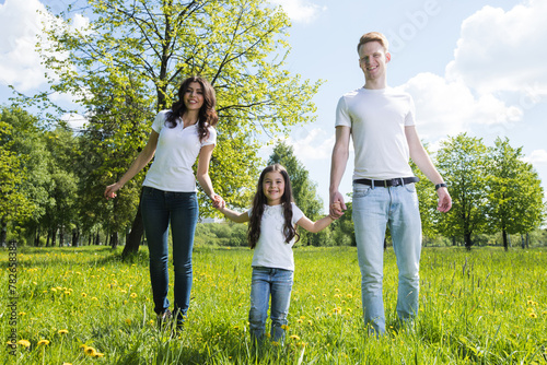 happy family on grass