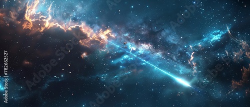 Night sky with shooting star  close up  vivid streak  clear details  dark backdrop