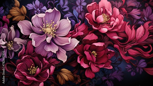 floral pattern background , viva magenta color. photo
