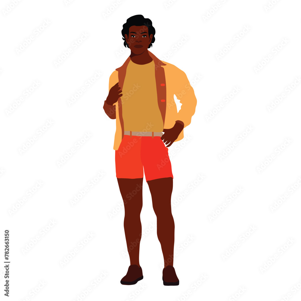 Fototapeta premium Handsome black man in elegant art style vector