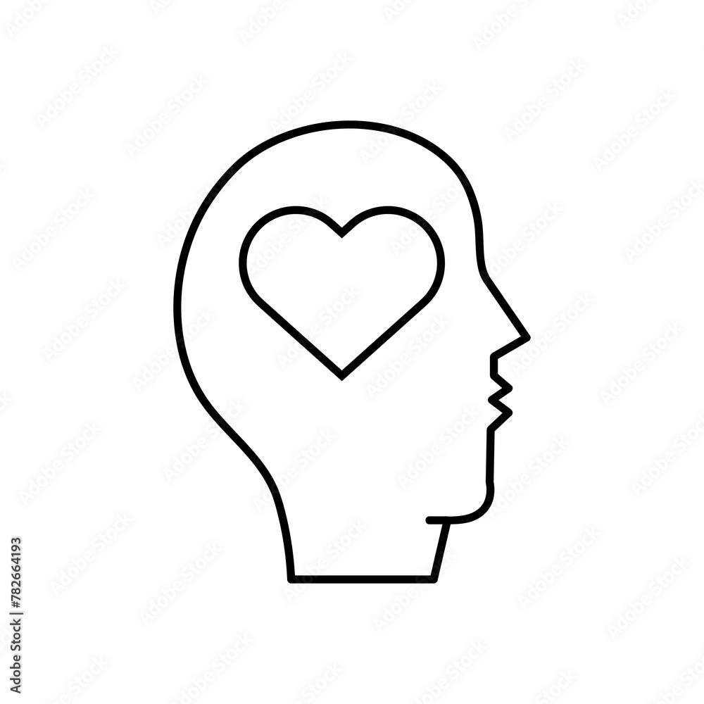head heart icon. brain process icons simple flat liner illustration on white background..eps head heart icon. brain process icons simple flat liner illustration on white background..eps