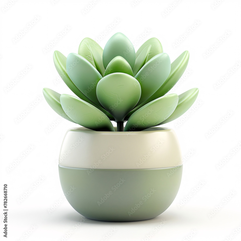 Cute green plants in flower pot 3D illustration, gardening home concept element Cute green plants in flower pot 3D illustration, gardening home concept element