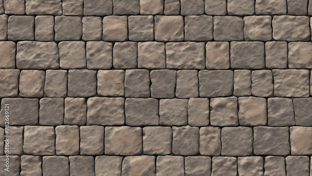 A top-down view texture of stone, resembling a weathered cobblestone pavement. Surface texture of the stones. ULTRA HD 8K