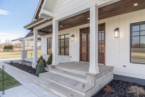 Cozy home entrance with wooden elements and greenery © InfiniteStudio