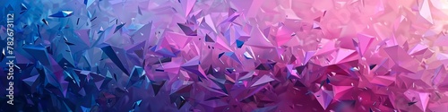 Geometric shapes in a vibrant gradient transitioning from blues to pinks. Banner.