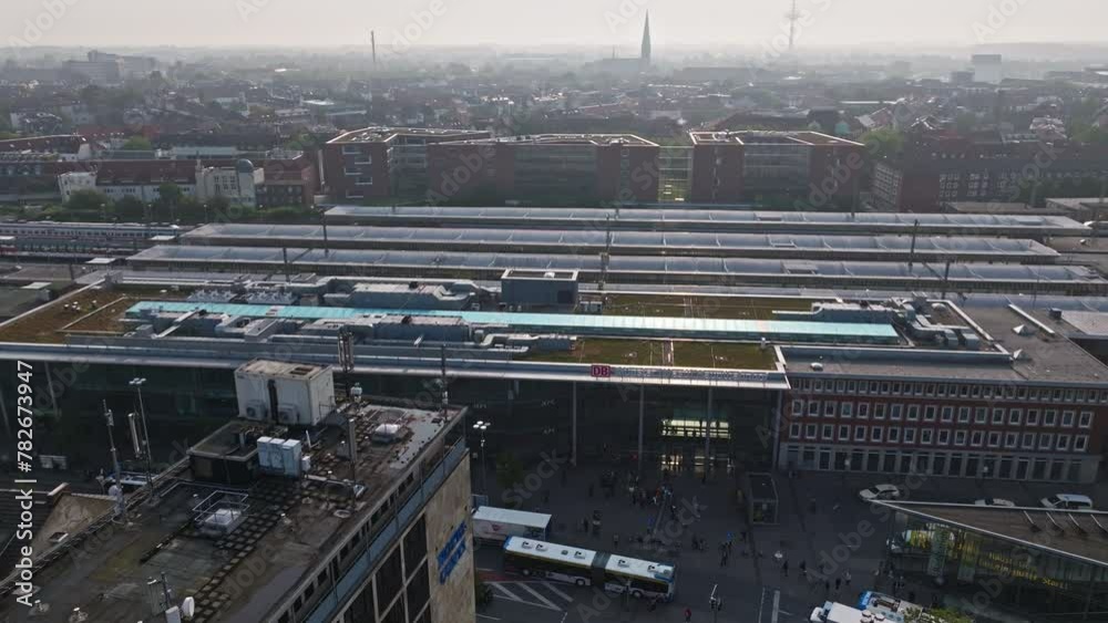 Aerial drone view of Münster (Westf) Hauptbahnhof , the main train station in Münster , Germany Aerial drone view of Münster (Westf) Hauptbahnhof , the main train station in Münster , Germany