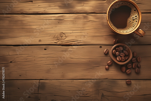 Aromatic Steaming Coffee Cup on Wooden Background