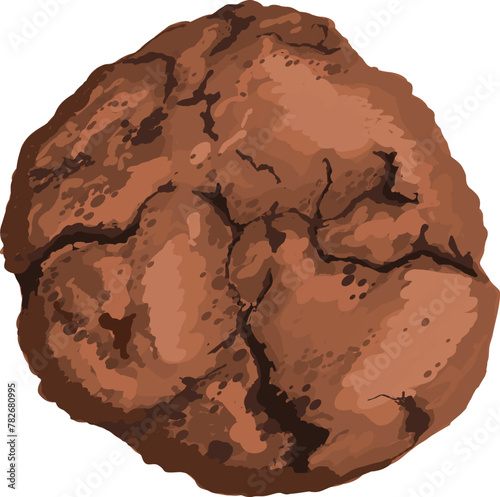 Vector Hand Drawn Illustration Brownie Crinkle Cookies