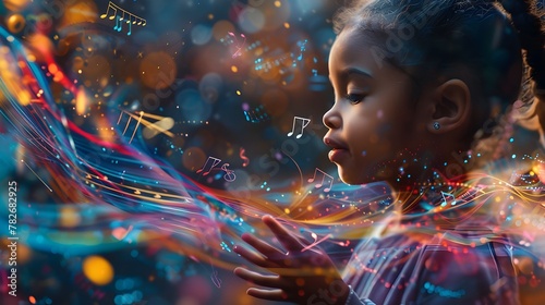 A Young Girl's Captivating Music Lesson Transformed into a Synesthetic Symphony of Color and Movement