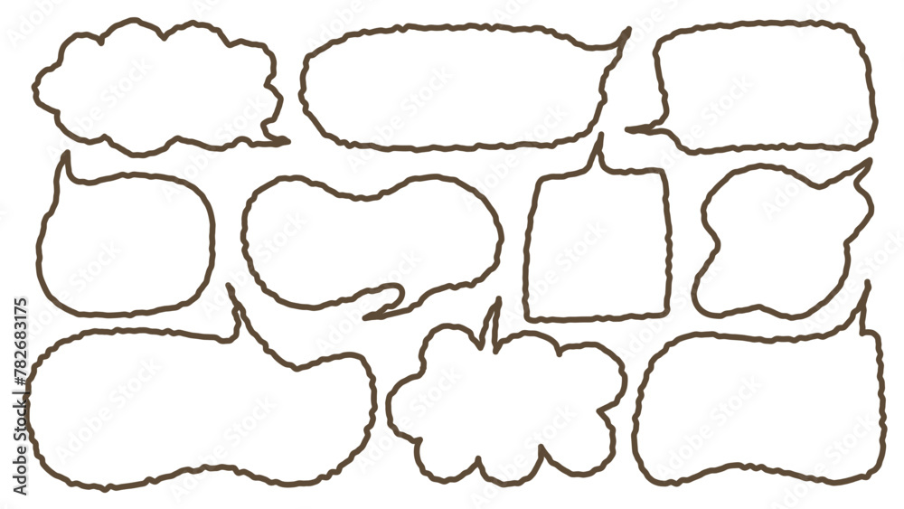 Obraz premium Dialog, box, line, out, speech, bubble, memo, message, balloon, cloud, talk, chat, frame, retro, style, positive, word, hand, draw, crayon, greeting, doodle, cartoon, tag, label, cheers, thank, you