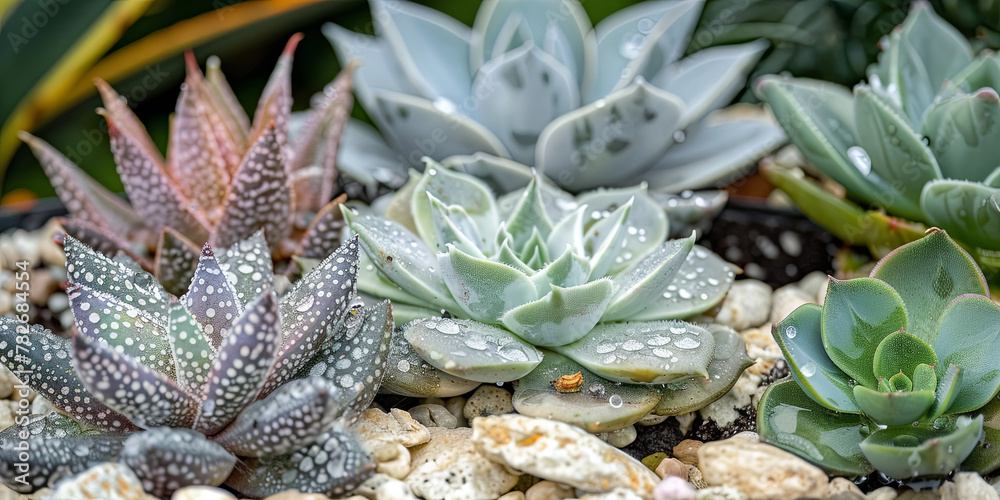 close up of various succulents, generative AI close up of various succulents, generative AI