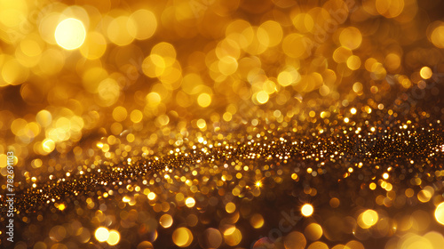 Abstract Golden Bokeh Background, Warm Sparkling Lights, Luxury Festive Atmosphere with Copy Space photo