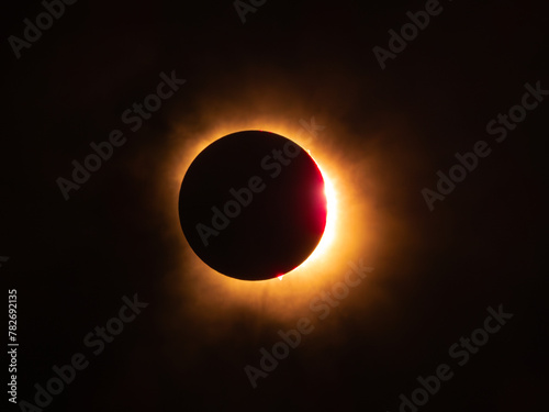 Total solar eclipse on April 8, 2024 in Texas, United States.