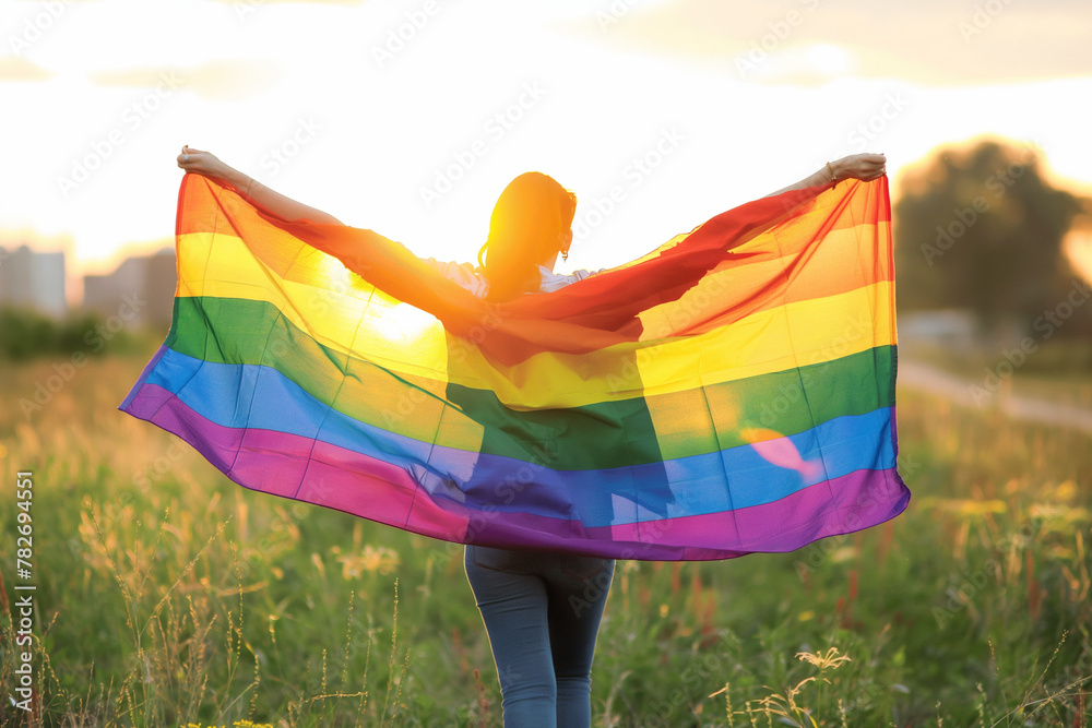 Person Holding Rainbow Flag, Symbol of LGBTQ+ Pride and Strength