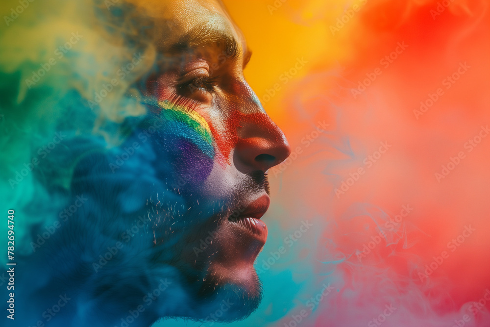 Rainbow Smoke Around Face, Creative LGBTQ+ Expression