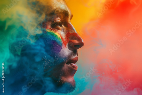 Rainbow Smoke Around Face, Creative LGBTQ+ Expression