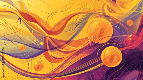 Abstract swirling lines and circles on a gradient background. Vivid digital art illustration with a warm color palette. Creative design for vibrant background, lively wallpaper, or energetic print