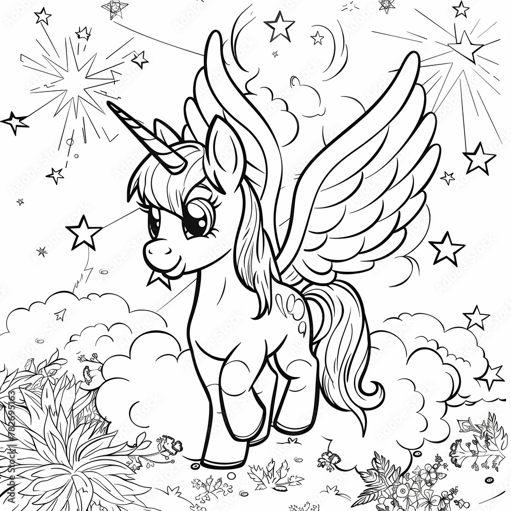 unicorns with our single-line drawing coloring book, perfect for